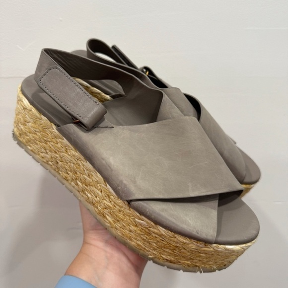 Vince Jesson Platform Espadrille Sandal Grey Leather Size 6 - Picture 2 of 9